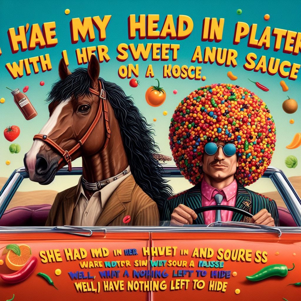 She had my head on a platter With her sweet and sour sauce She was riding in her car I was riding on my horse Neck and n...