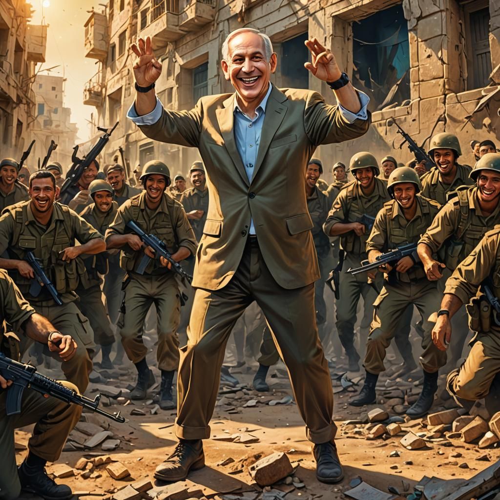 Netanyahu Surrounded by Soldiers Inside Gaza