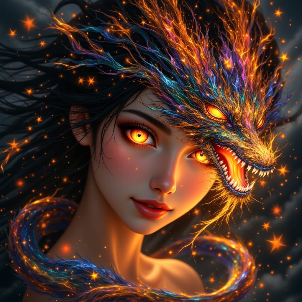 Dragon Tattoo Woman in Anime Style