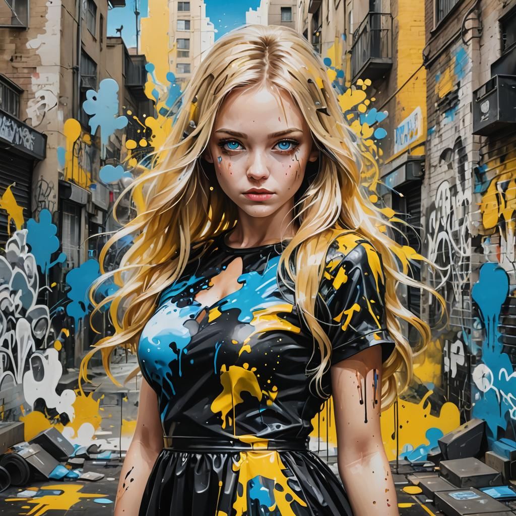 Beautiful morning with background city and a beautiful blond...