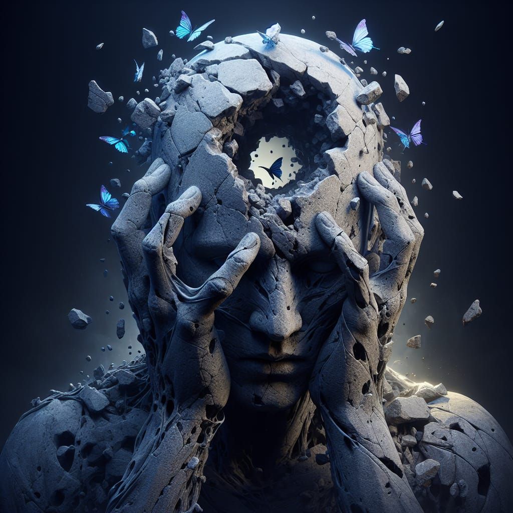 man and devouring thoughts  by @Alvlatar