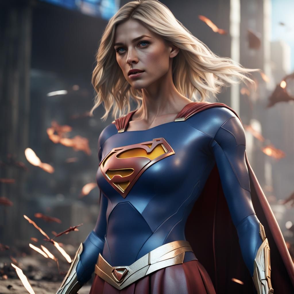 supergirl, costume ripped, fighting robot - AI Generated Artwork ...