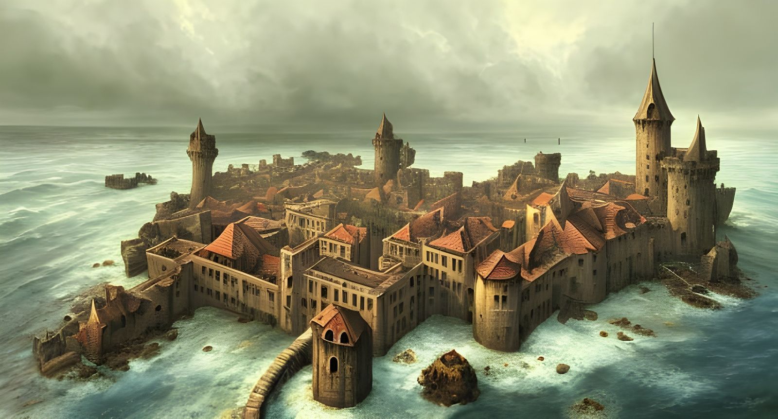 Sketch of a medieval coast   by @Arwen