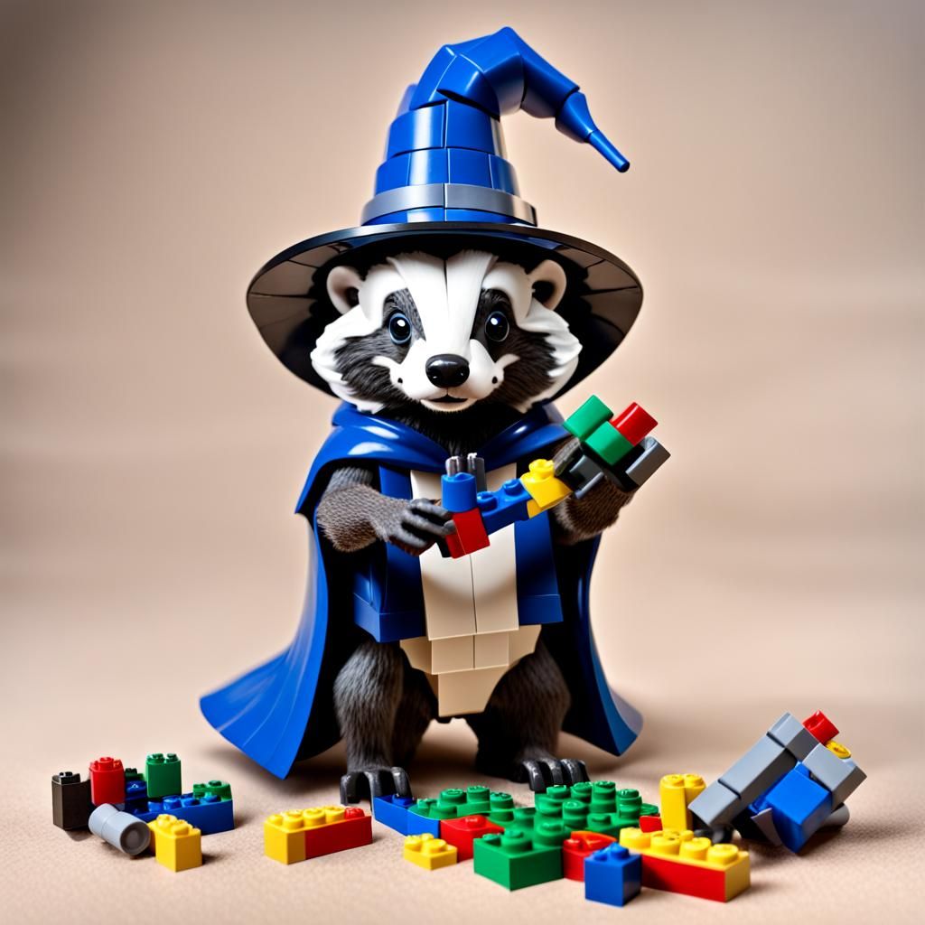 Wizard Badger playing with Legos