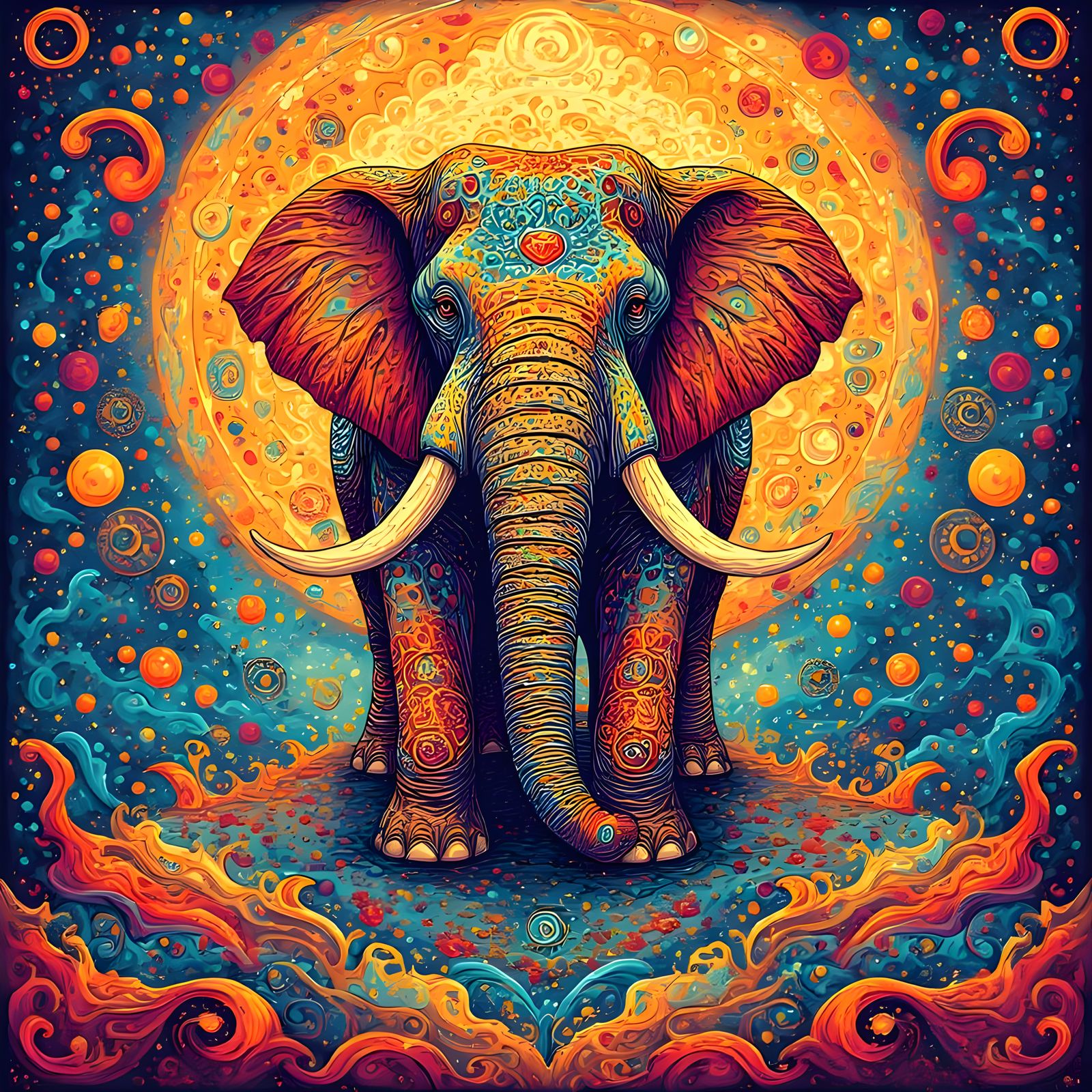 Elephant on tapestry