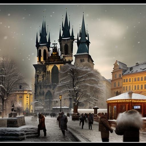 Winter in Prague square