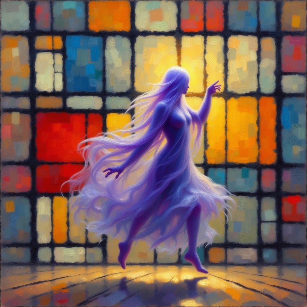 Ethereal Ghost in Piet Mondrian Abstract Art