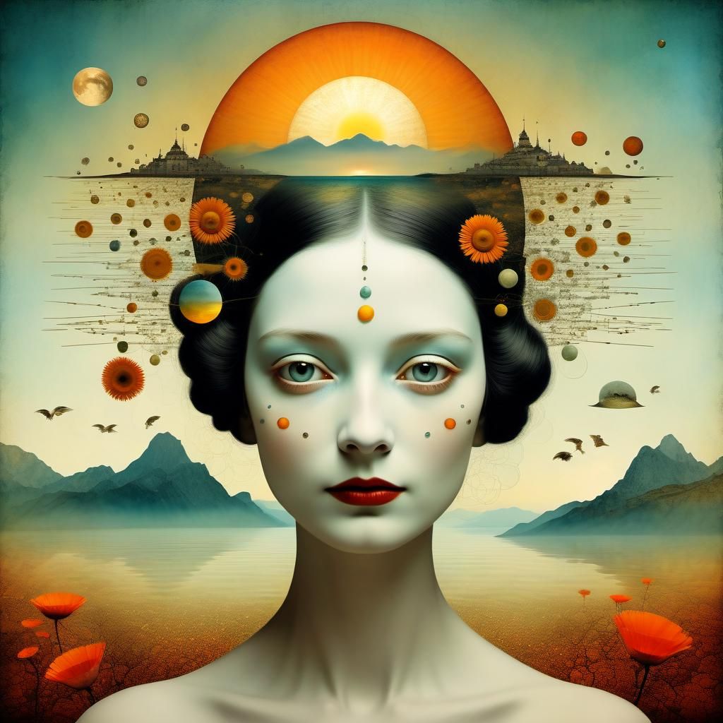"Impression, Sunrise" in the style of Catrin Welz Stein.