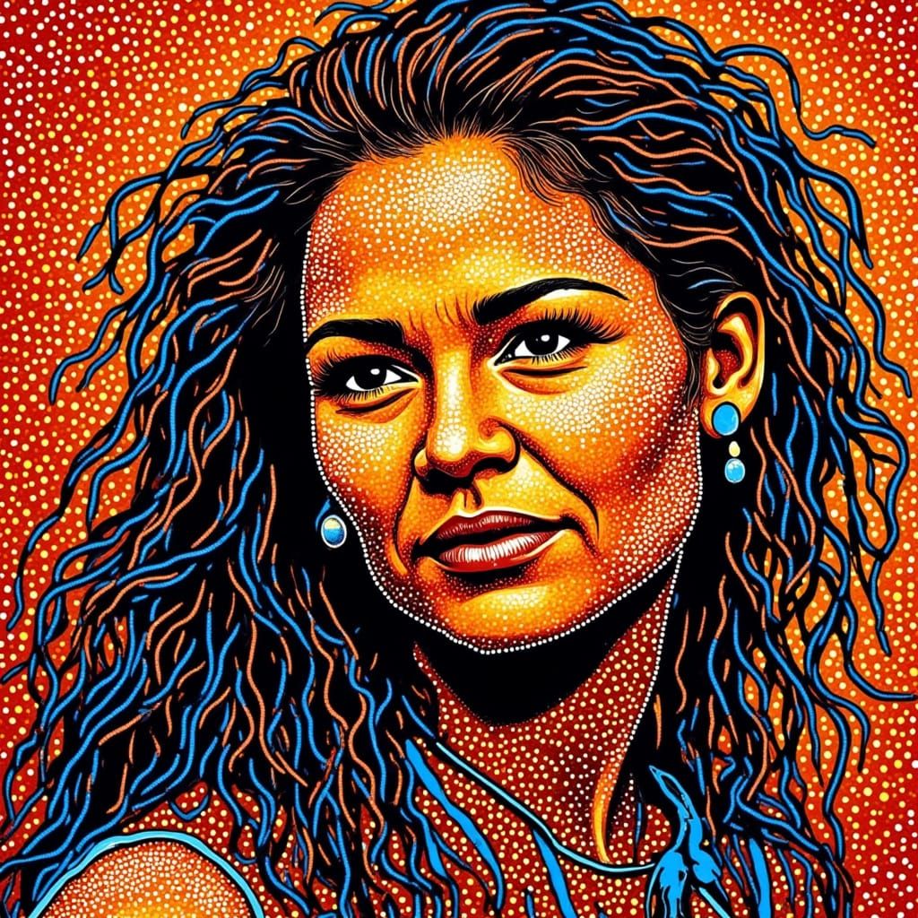 <lora:Aboriginal Style Dot:1.0> A dingo in aboriginal dot style