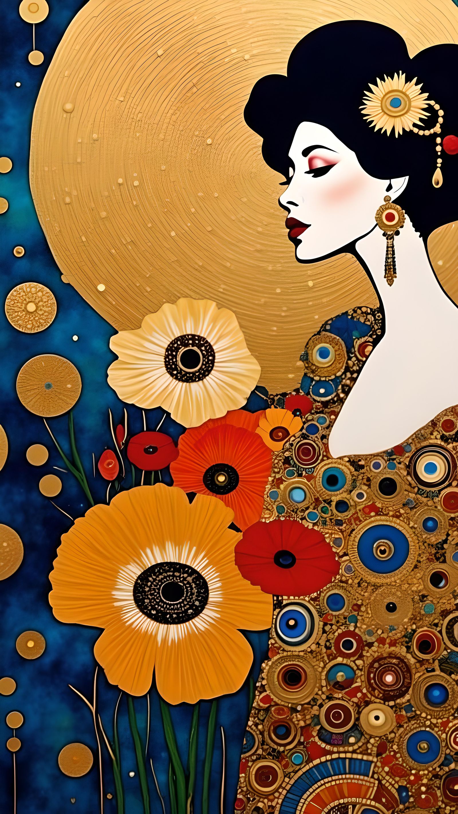 <lora:Sparkling Collage Fx:1.0> Emilie Floge Adele Bloch-Bauer Golden woman Gustav Klimt ecstasy ecstatic sparkling glittering glittering g...