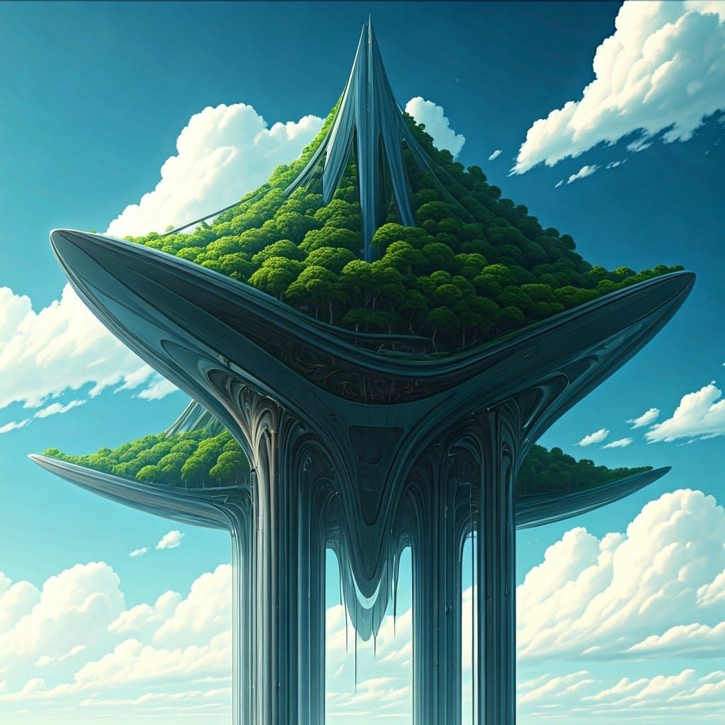 A FUTURISTIC ISLAND FLOATING IN THE AIR WITH NO GRAVITY TO HOLD IT BACK, 2348K RESOLUTION, ULTRA HD, HYPERREALISTIC,HIGHLY DETAILED,HDR