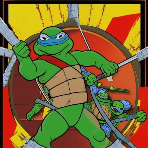 leonardo from teenage mutant ninja turtle, turtle, Stable Diffusion