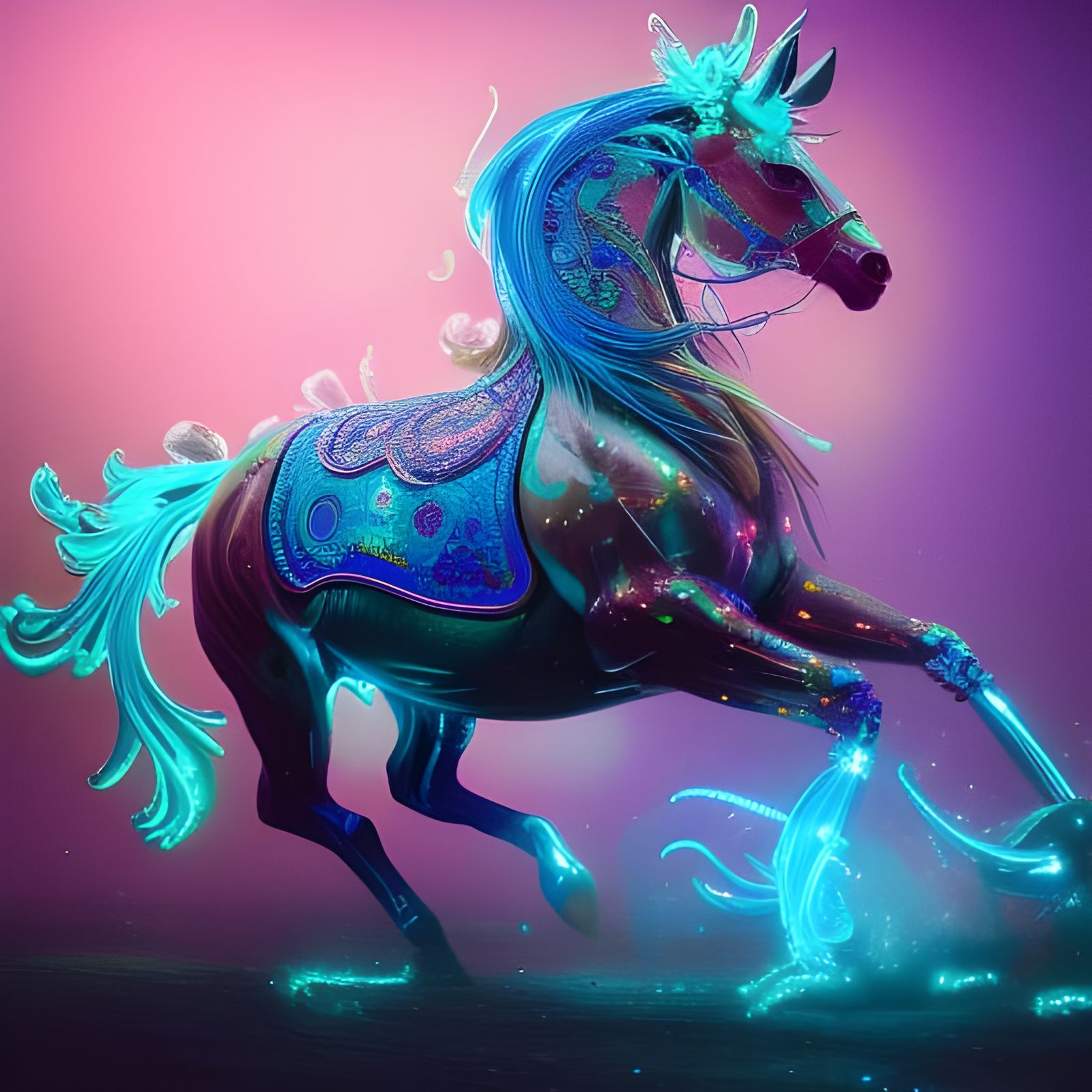 Neon horse - AI Generated Artwork - NightCafe Creator