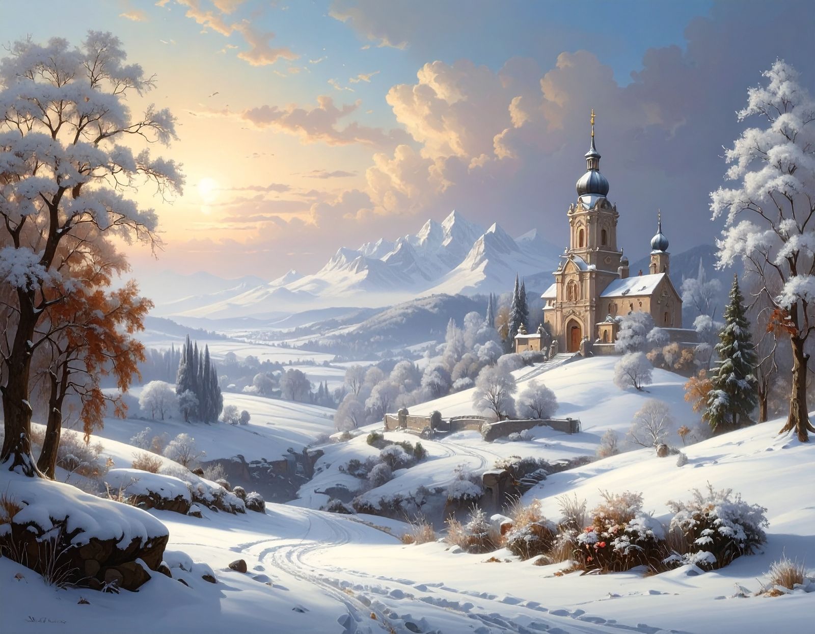 A Snowy Winter Landscape View