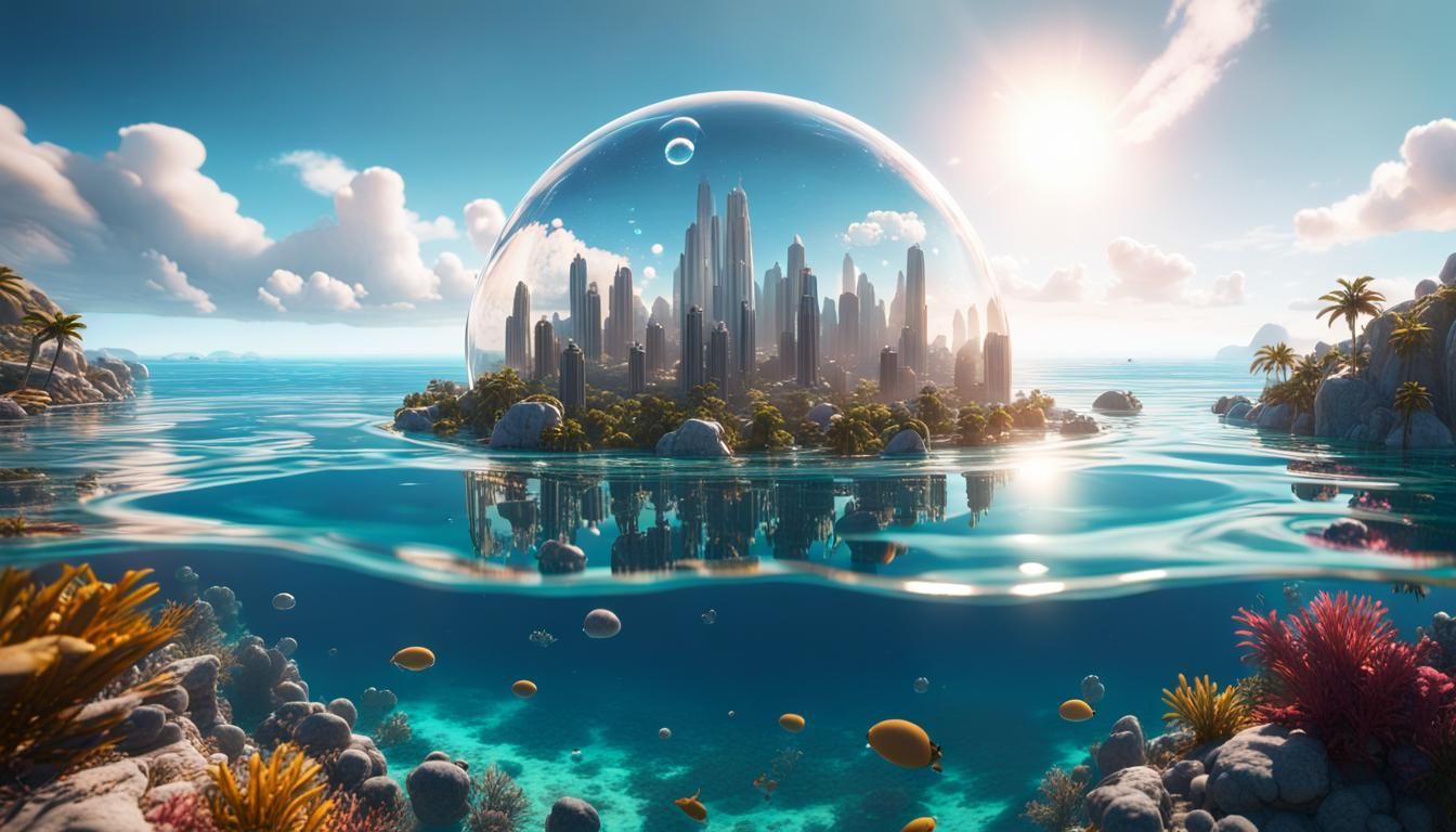 Extremely photo realistic futuristic Utopian 6th dimensional...