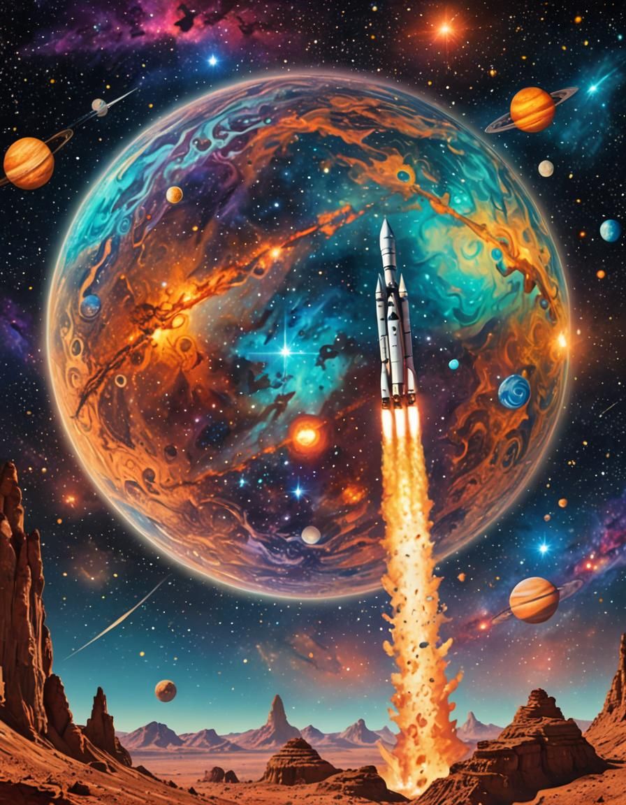 rocket, Jupiter and Mars