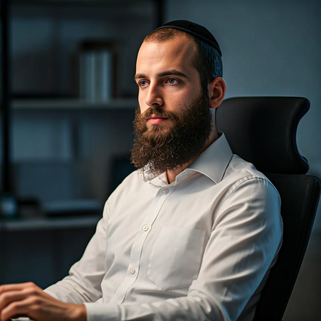 Contemplative Ultra-Orthodox Jewish Graphic Designer in Thou...