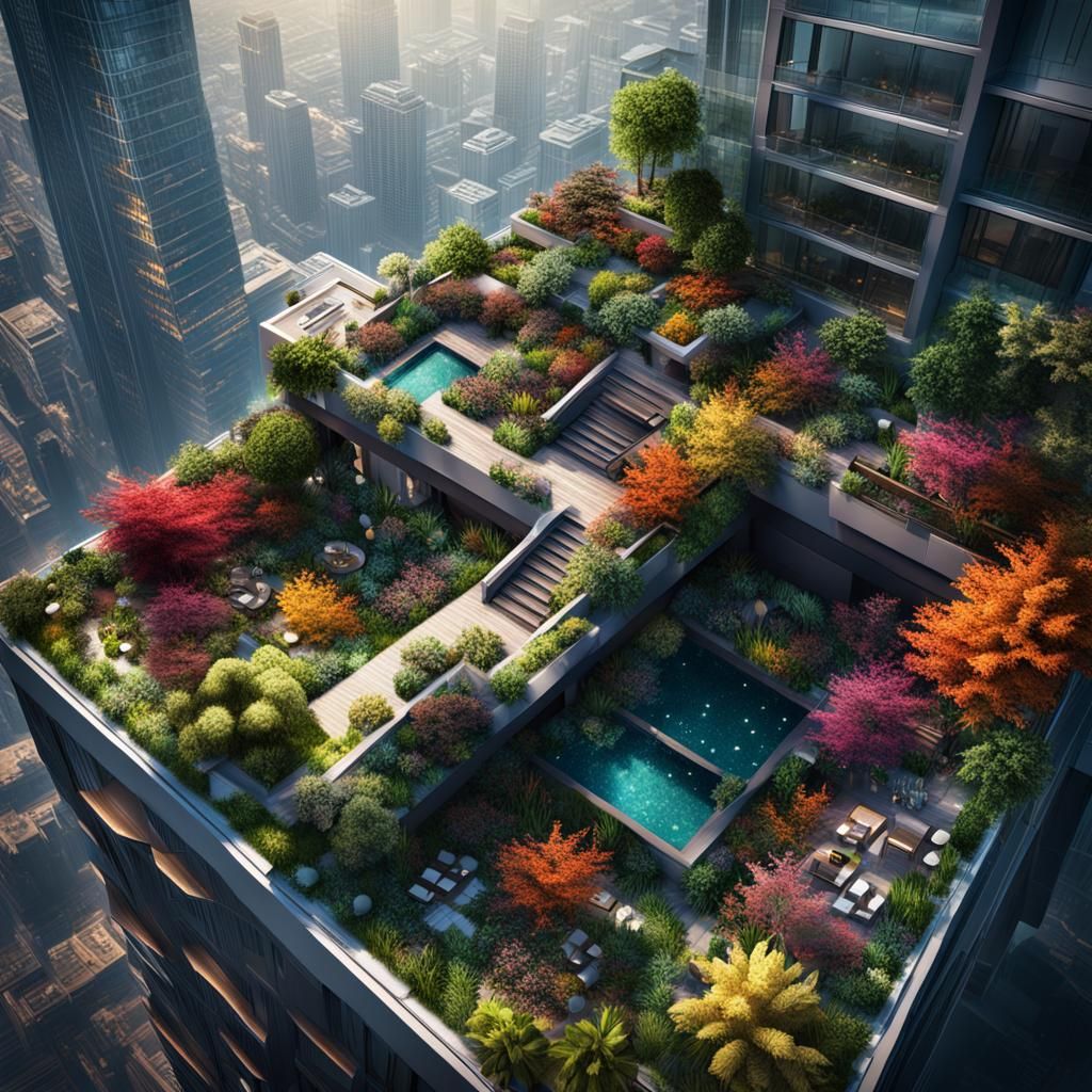 High rise rooftop garden in Tokyo   by @Handwing