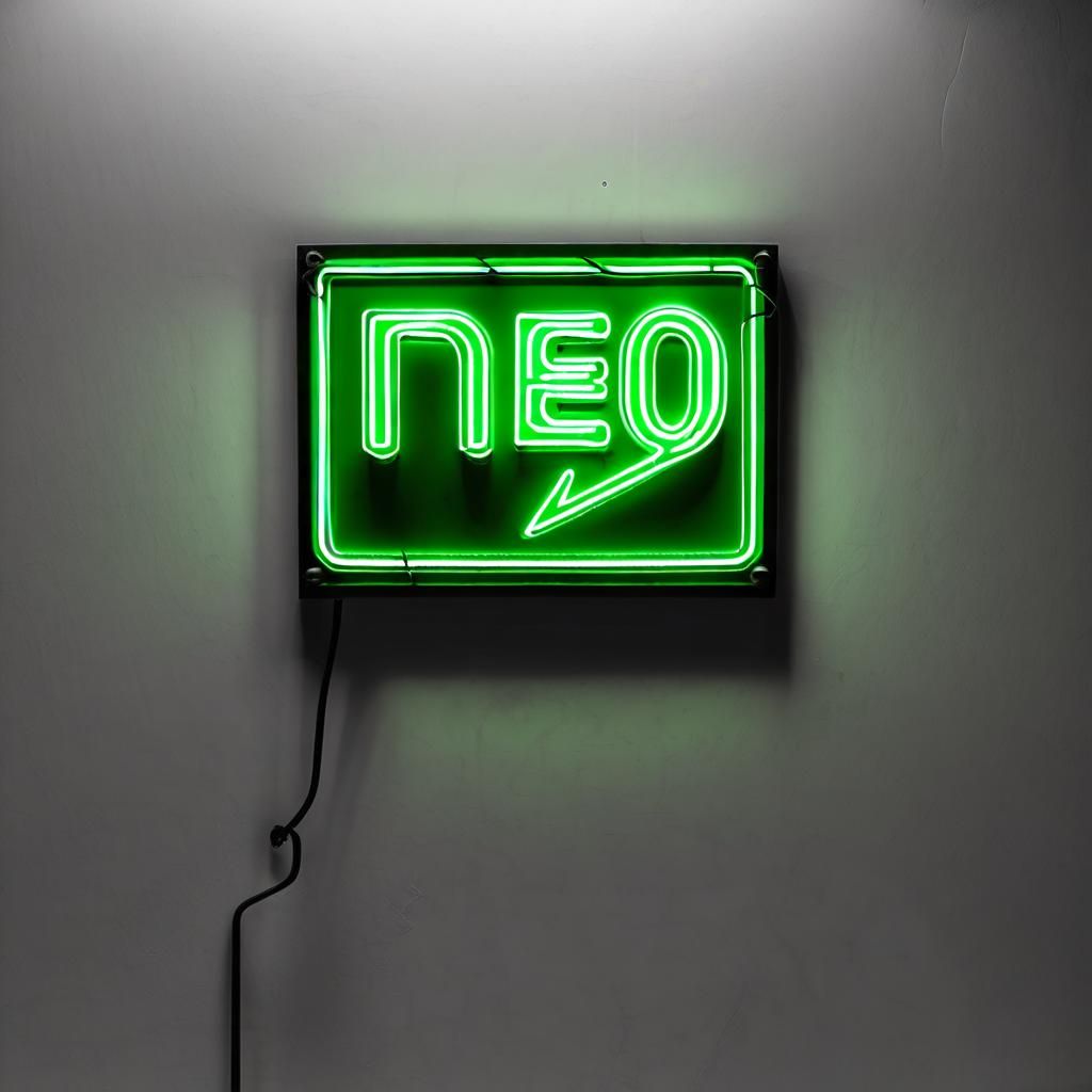 neon green sign "NEO THIS WAY"