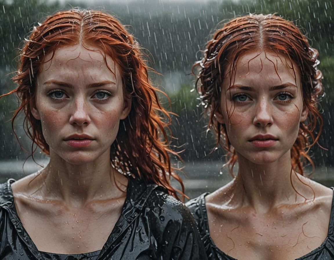 Sisters in the rain