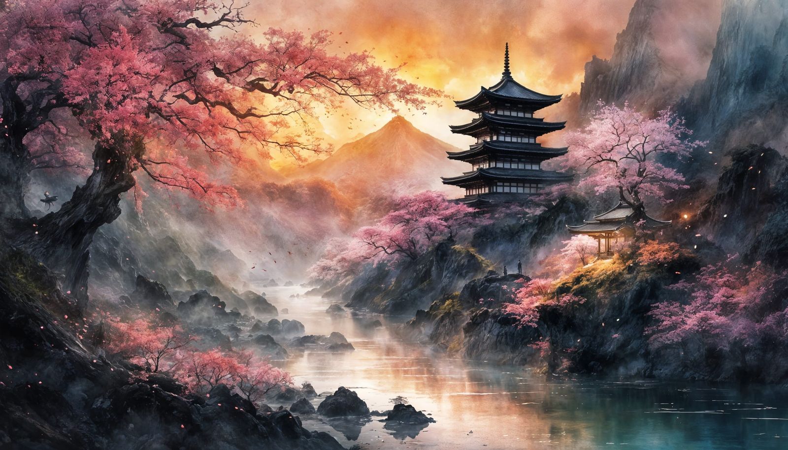 Japanese misty morning sunrise view   by @Fiona Etkin 1974 