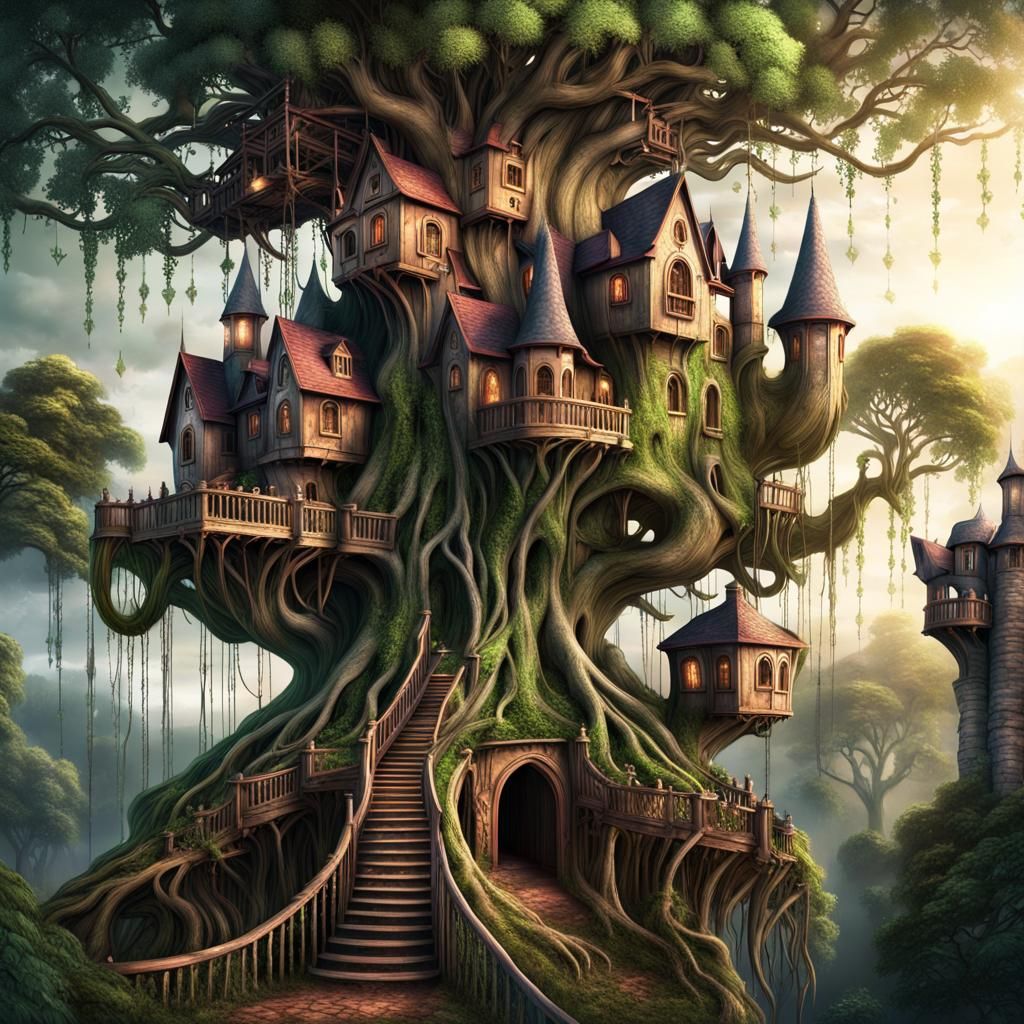 Treehouse - AI Generated Artwork - NightCafe Creator