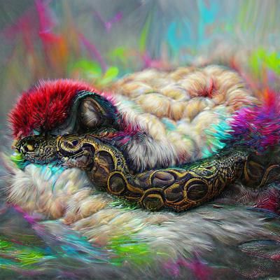 Snake covered in fur