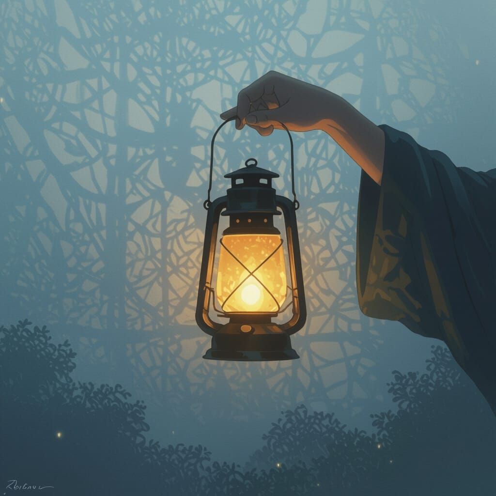 Ethereal Lantern's Glow in Misty Mystery