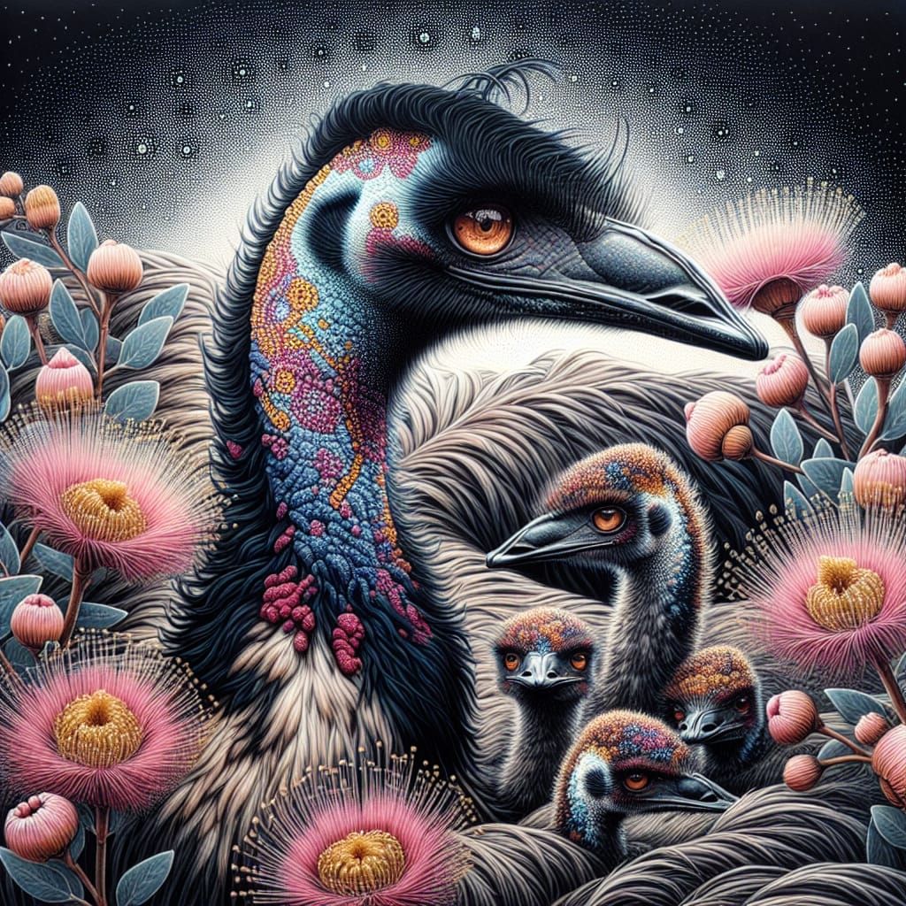 Father Emu & His Babies