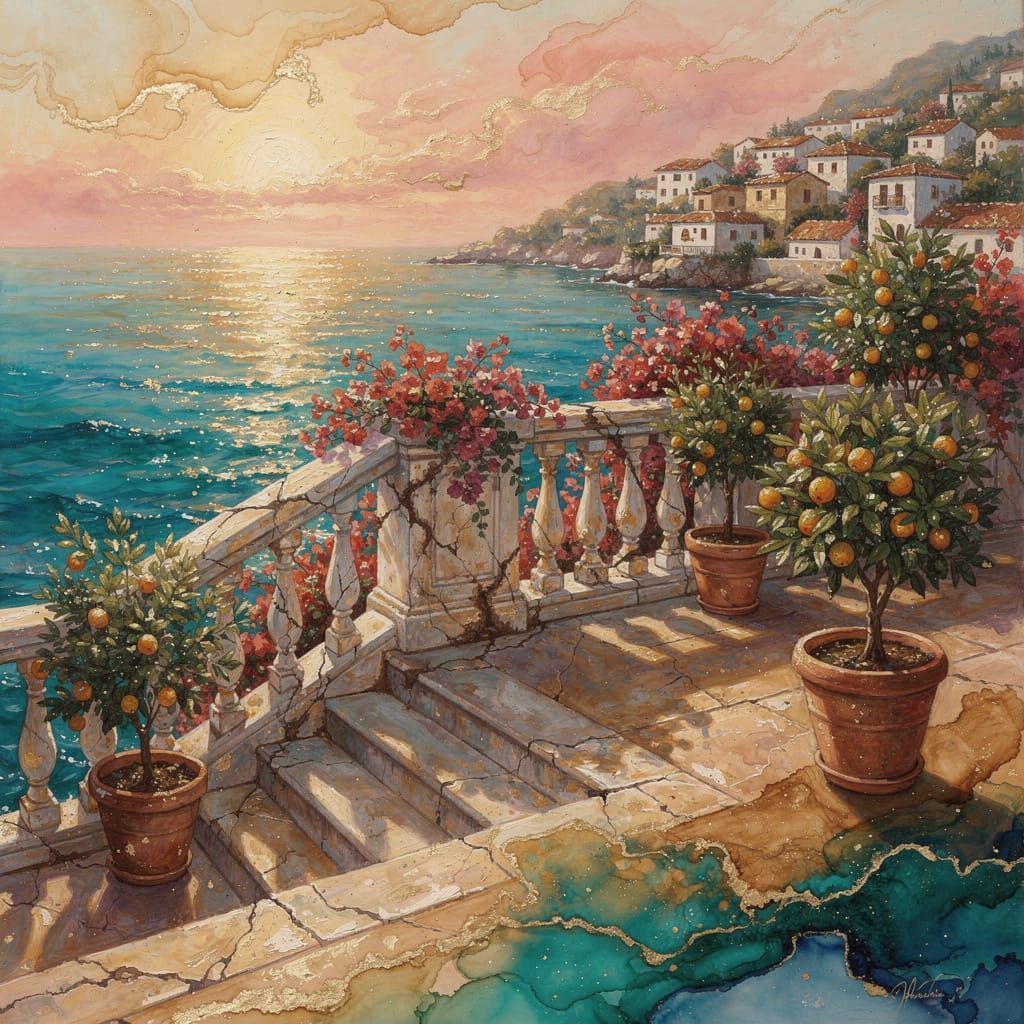 The Molten-Sunset Terrace of Aegira  by @Aliceinbp