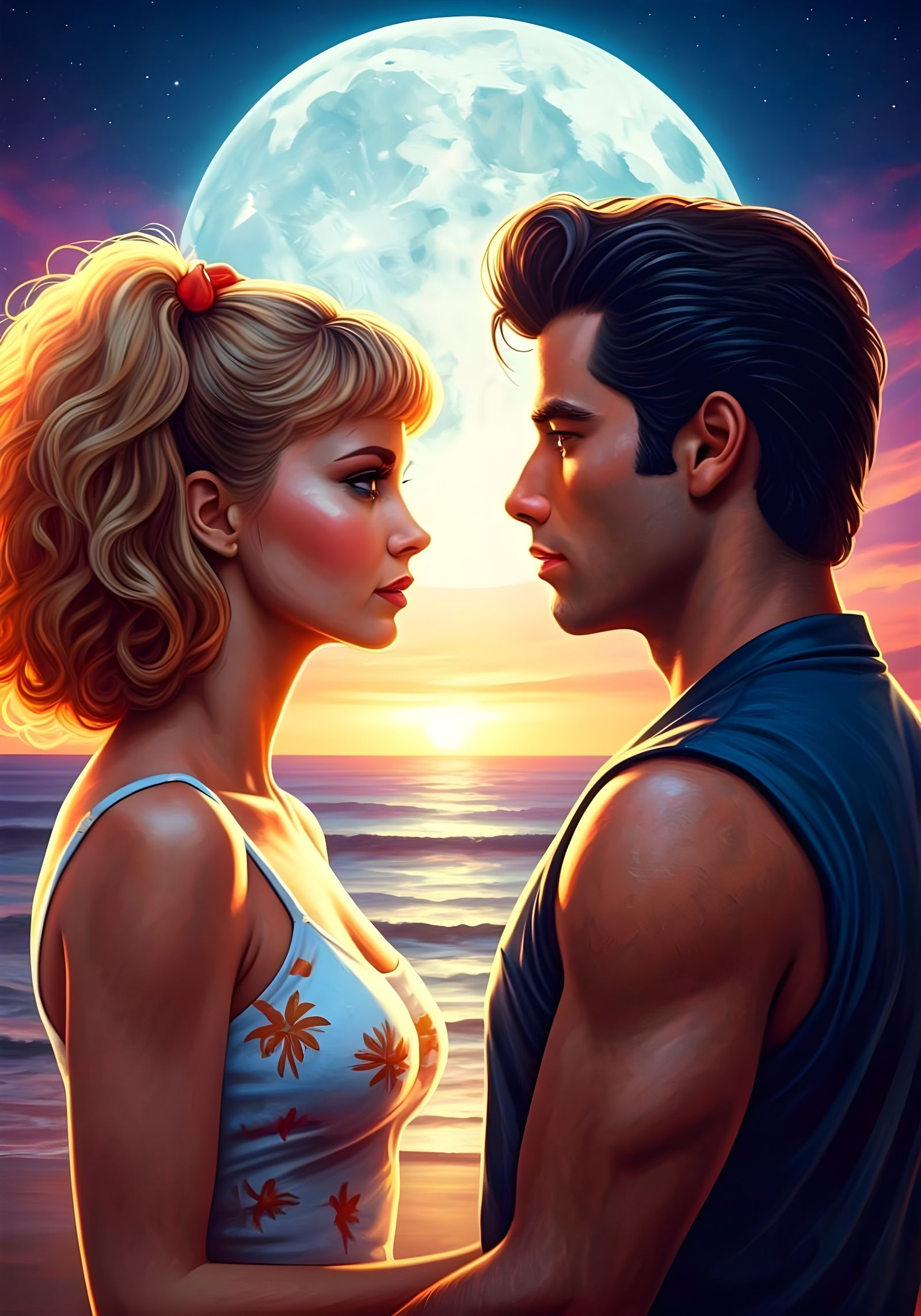 Sandy and Danny remembering "Summer Nights" by the Sea in the movie Grease  by @Gary Murakami