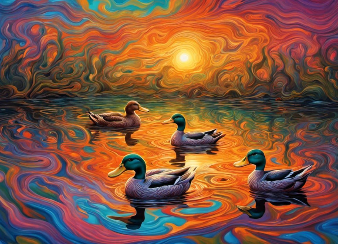 Psychedelic Ducks v1 - AI Generated Artwork - NightCafe Creator