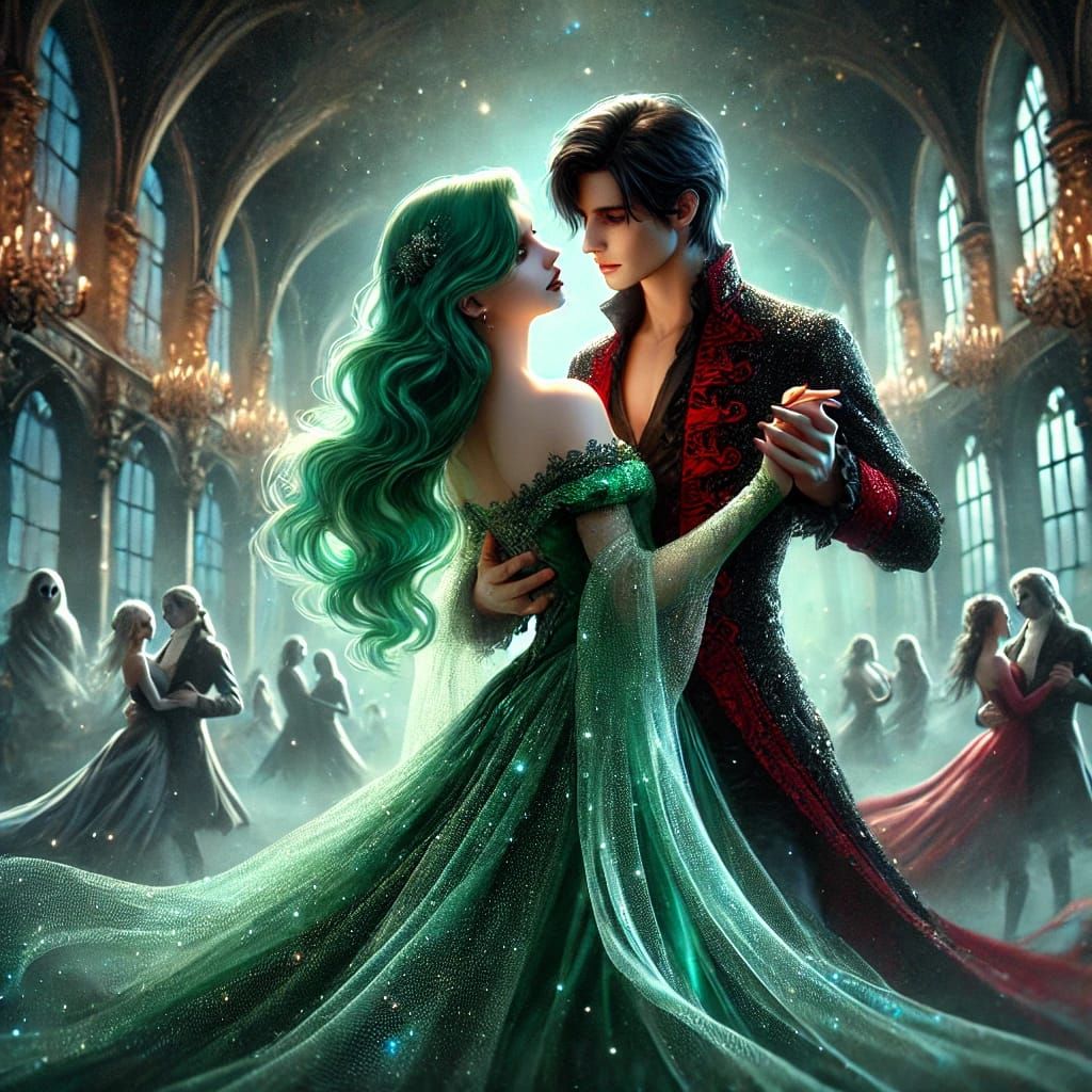 A witch and her lover in a dance