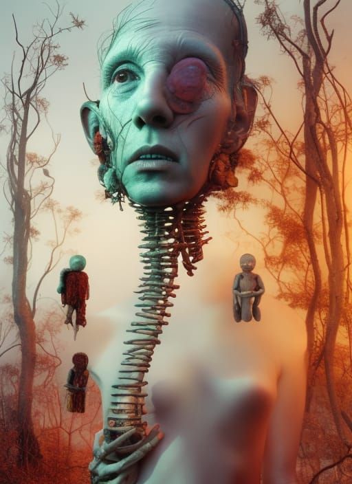 Hyperrealistic Shaman Conjuring With Occult Instrumentation