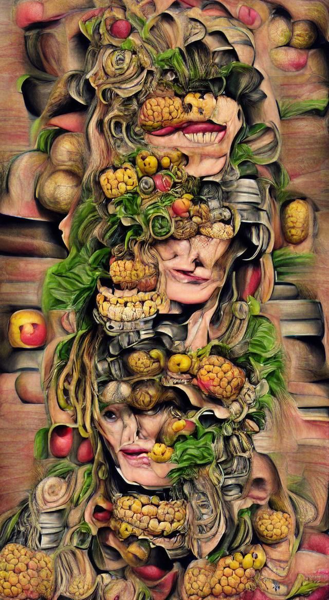a portrait of a beautiful woman in the style of arcimboldo