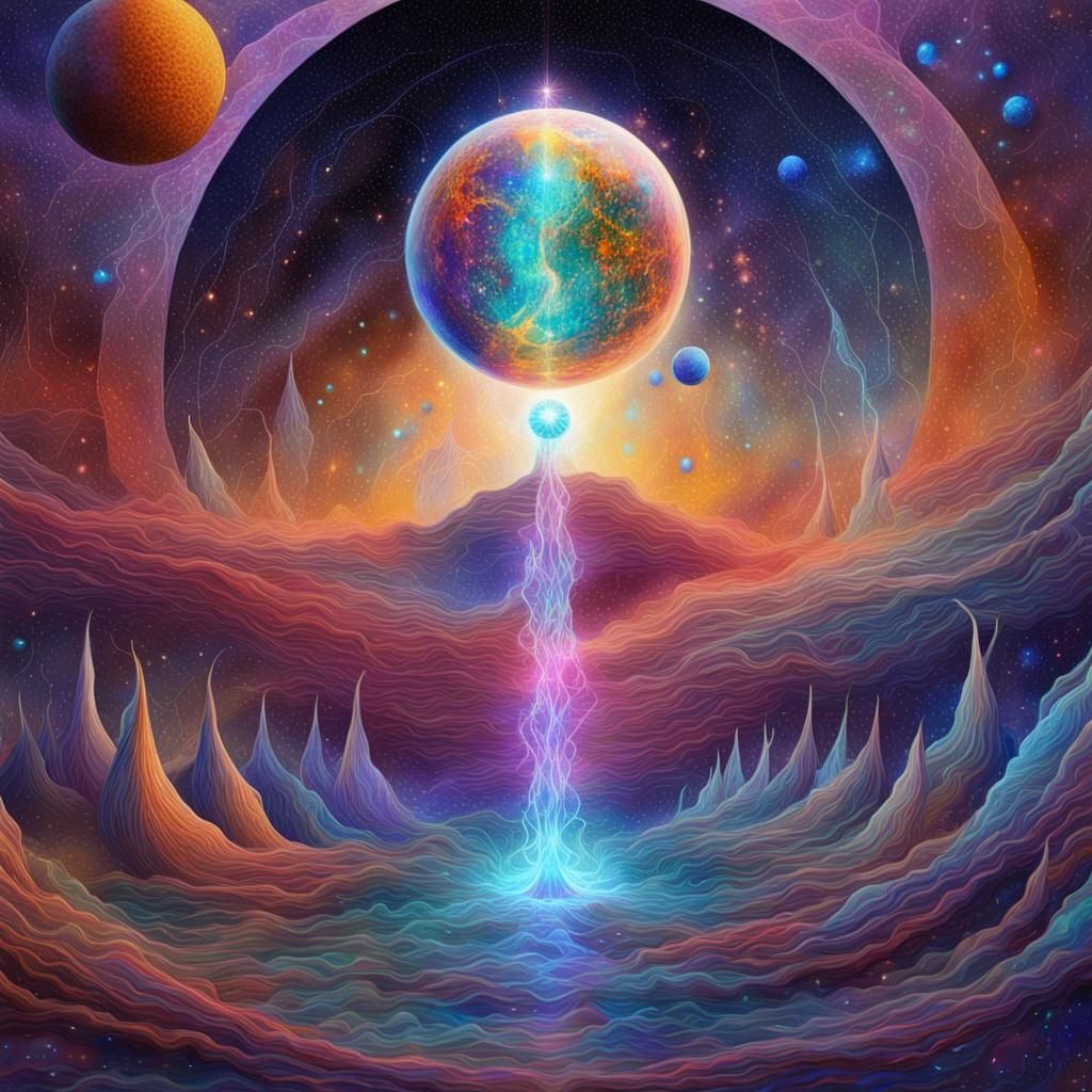 Eternal birth a planet is born existential creation like tea...