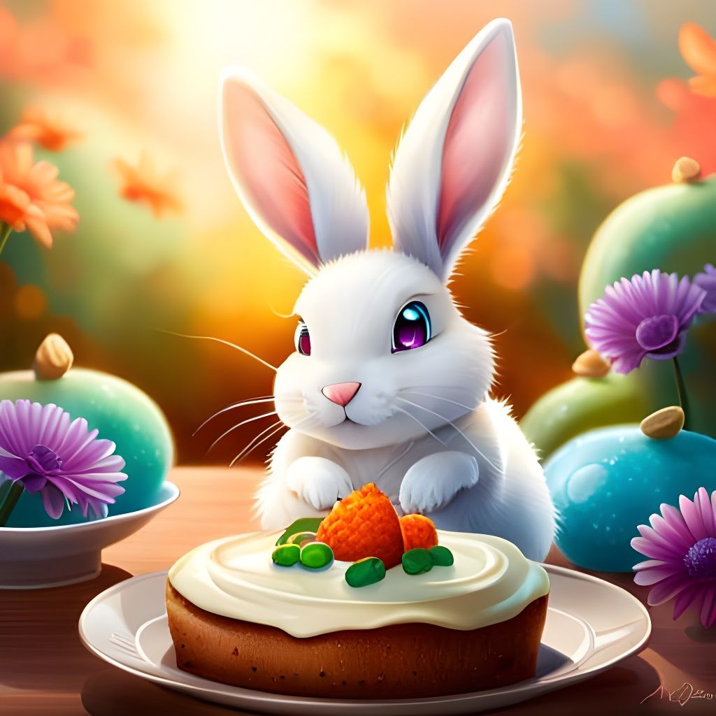 Bunny with a carrot cake - AI Generated Artwork - NightCafe Creator