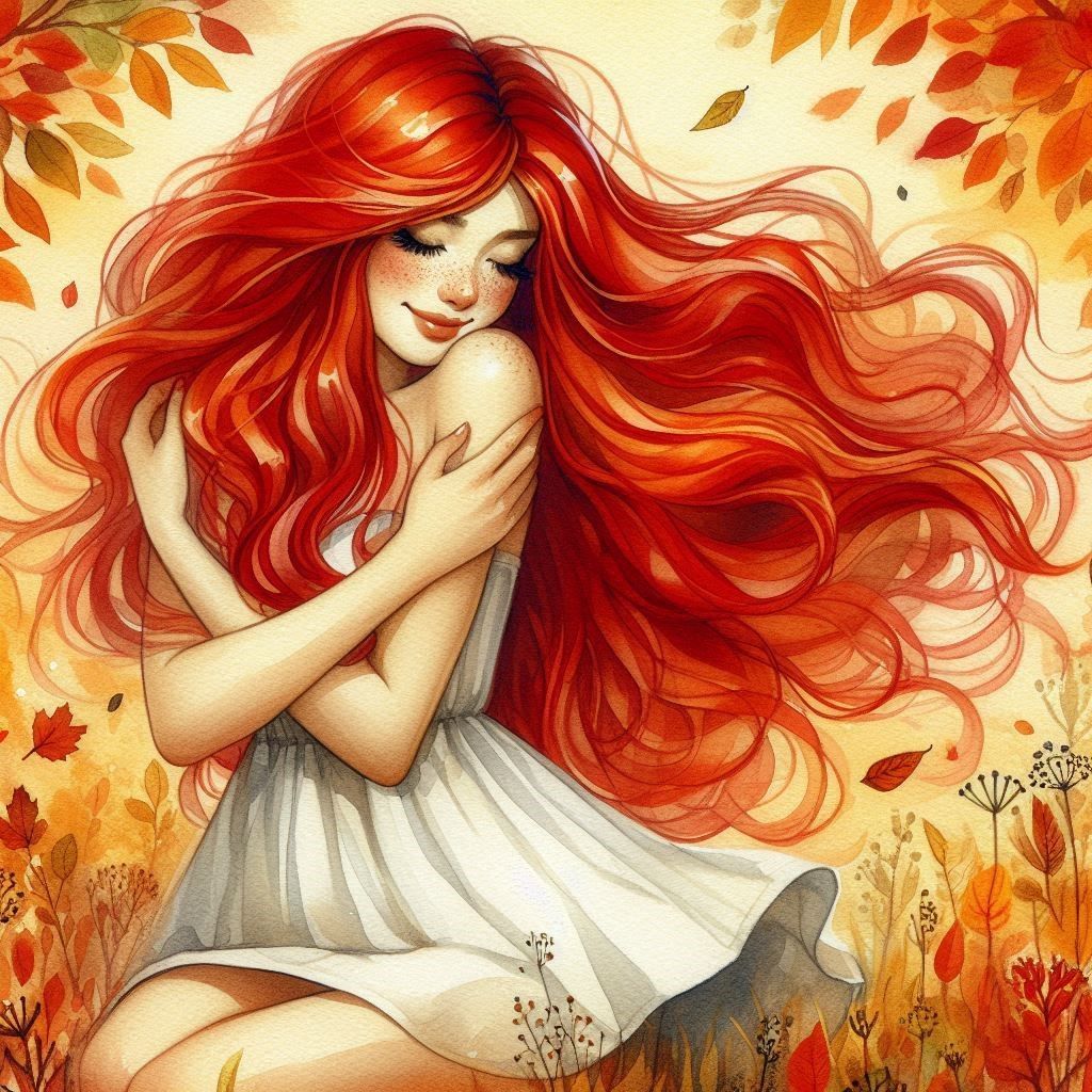 Red Tresses and Falling Leaves.