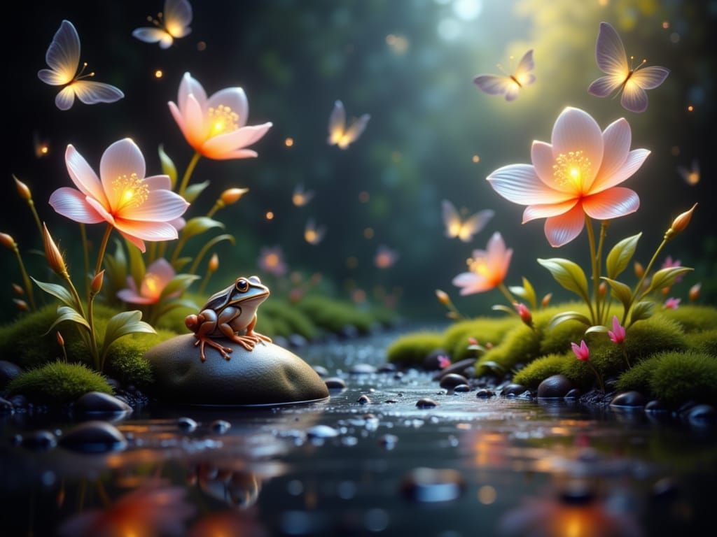 A little frog on a stone