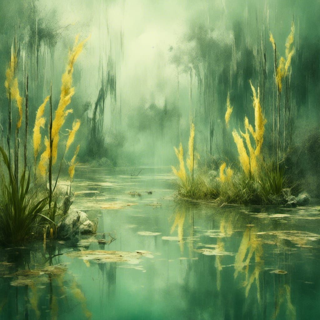 Japanese Garden Botanical Art in Pastel Colors