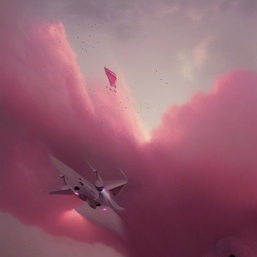 Plane crashes into pink ocean.