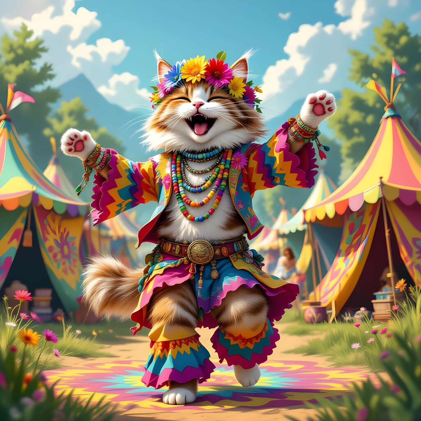 Peace Fest Feline  by @Tajra Adna