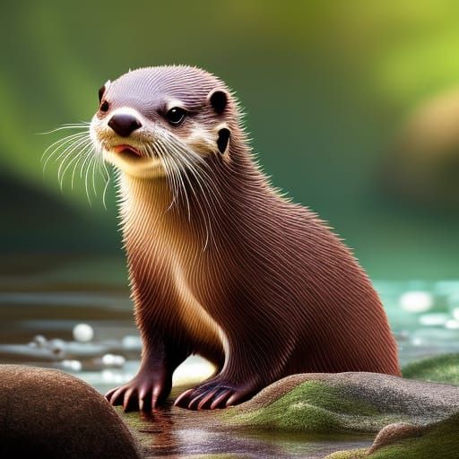 otter wetting his feet