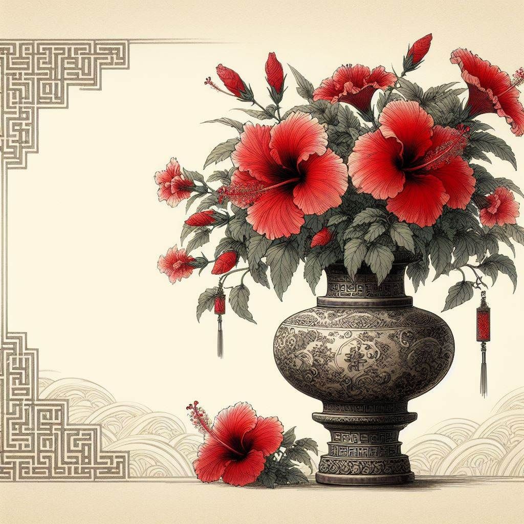 Art deco - Red hibiscus