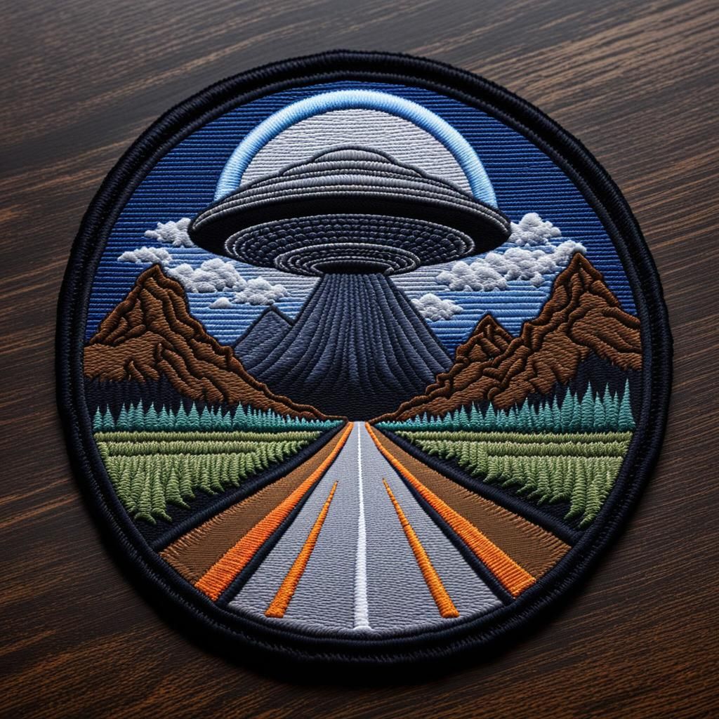 Embroidered circular patch AI Generated Artwork NightCafe Creator