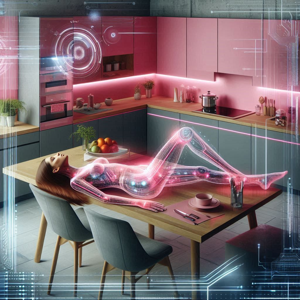 Lying on the kitchen table