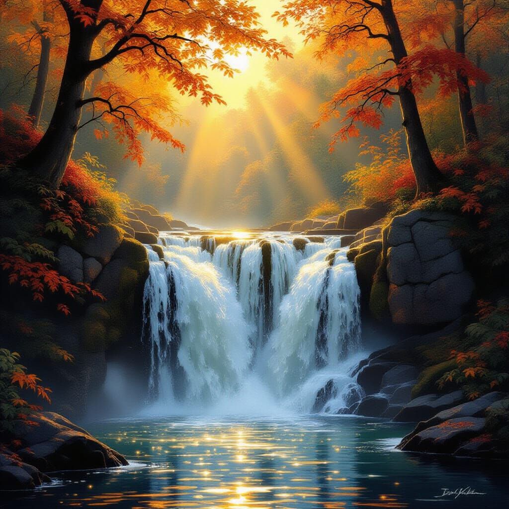 warm, late-afternoon light filtering through the autumn canopy. Show the sunlight hitting the top of ...  by @Sweet Tyleet 