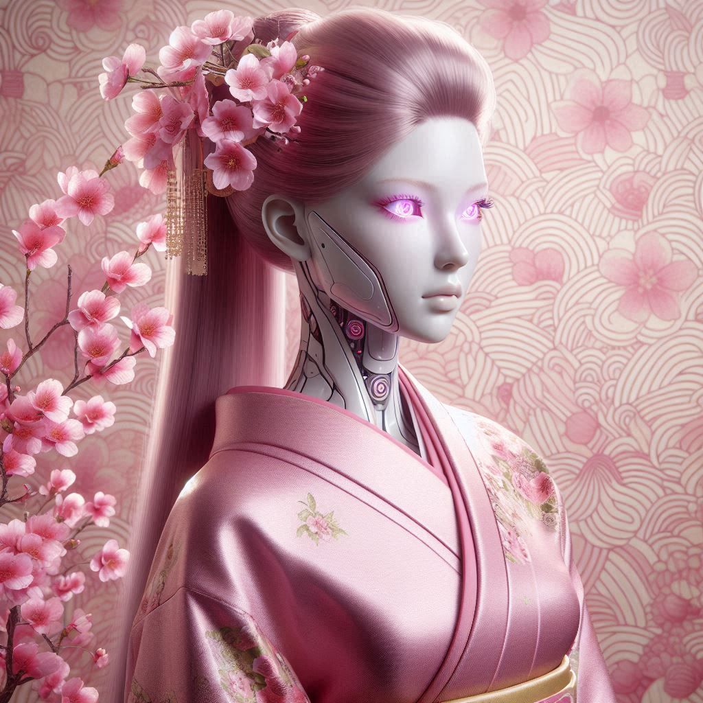 Sorayama Cyber girls 30 Cherry blossom Geisha 1