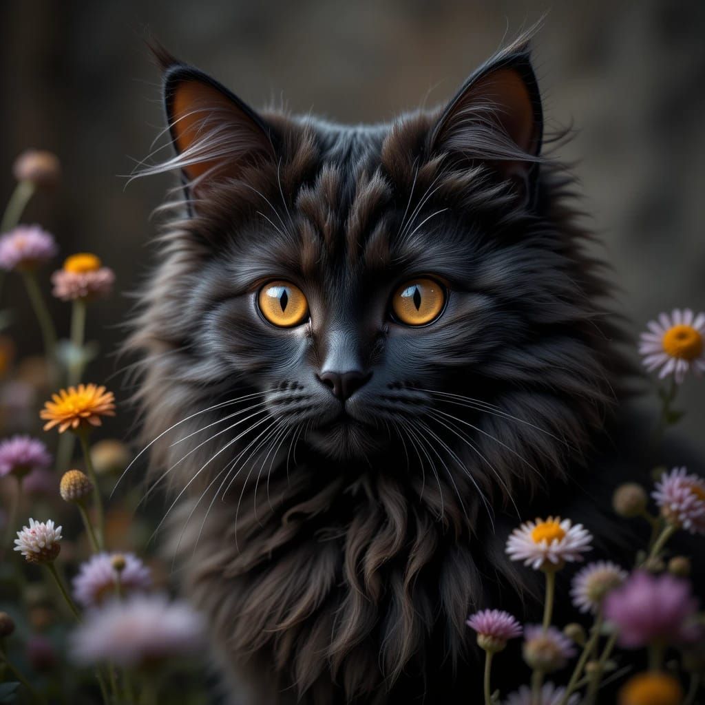 Flufy Black Cat