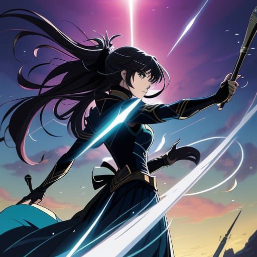 Surreal Anime Goddess in Flat Cel-Shaded Style